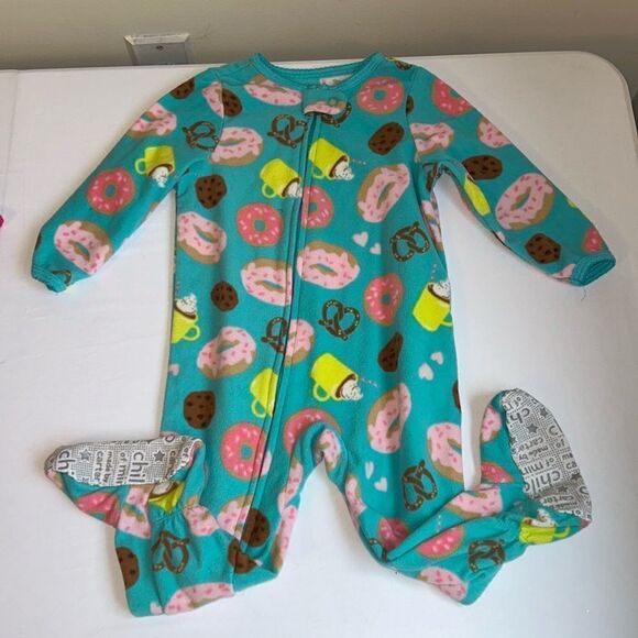 Like new 12m carters fleece footed donut pajama - Picture 1 of 2